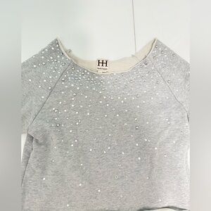 Haute Hippie Sequin Women's Top Gray Rhinestone small